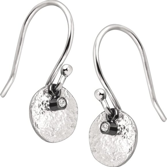 Mini Crystal Disc' Drop Earrings with Crystals in Sterling Silver - Picture 2 of 8